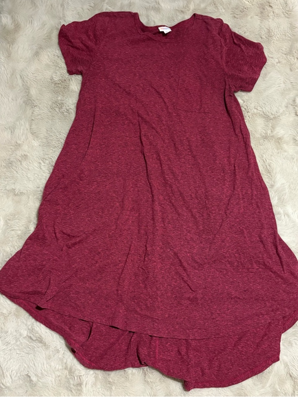 Lularoe Short Sleeve Heathered Burgundy T-Shirt Dress